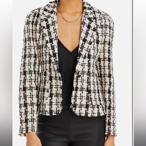 Aqua Blazer Women's XS Ivory/Black Buttoned Puff Long Sleeve